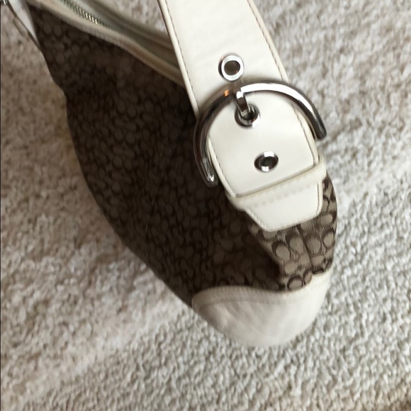 Coach white leather and monogram canvas hobo bag - Picture 5 of 6